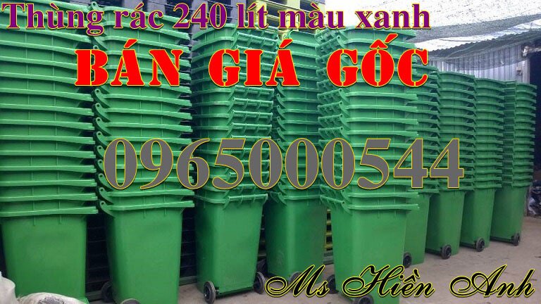 Thùng rác 240 lít màu xanh nhập khẩu