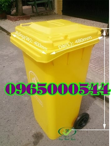 Thùng rác 240 lít màu vàng