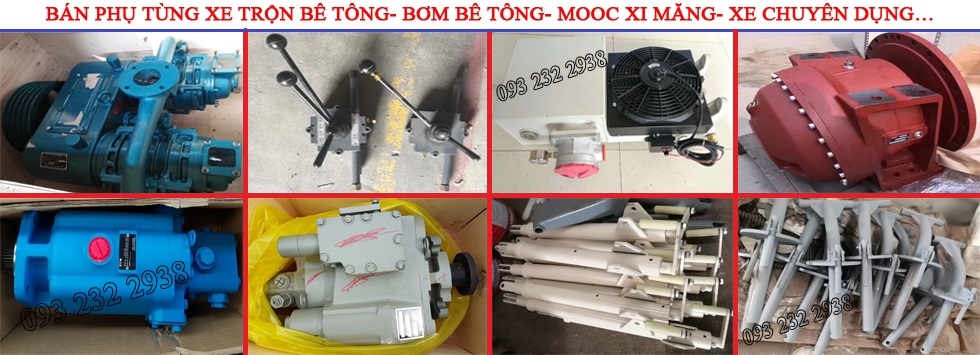Hộp giảm tốc, mô tơ thủy lực, bơm thủy lực, vòng bi, cánh quạt, két dầu thủy lực, van chia dầu, tay trăng điều khiển...