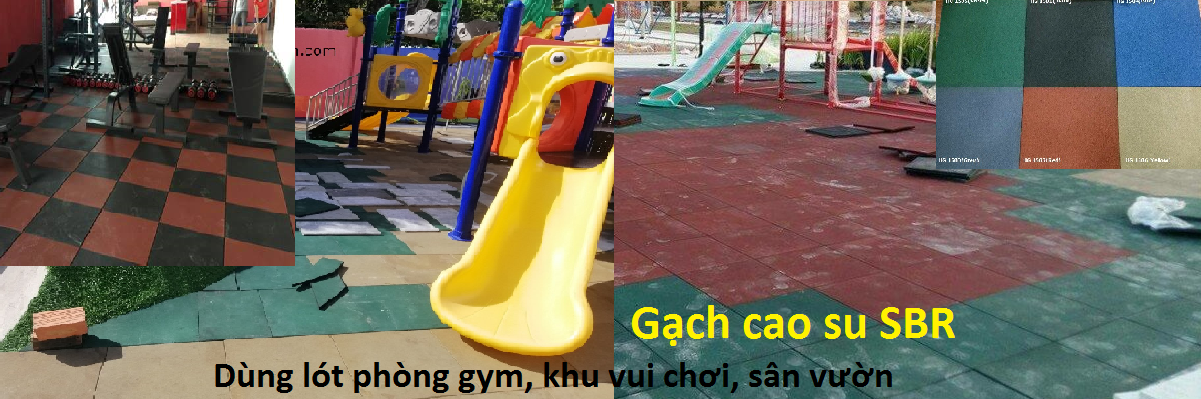 gạch cao su; gạch cao su sbr chuyên dùng lót phòng gym, khu vui chơi, công viên, hồ bơi, sân vườn