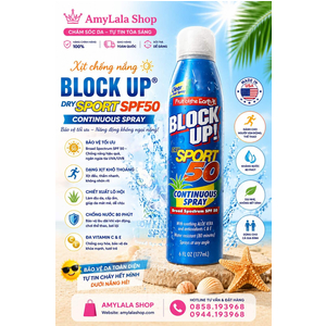 Xịt chống nắng Block Up Dry Sport SPF50 đa Vitamin dưỡng sáng da - 0858193968 - 0944193968 - amylalashop.com -