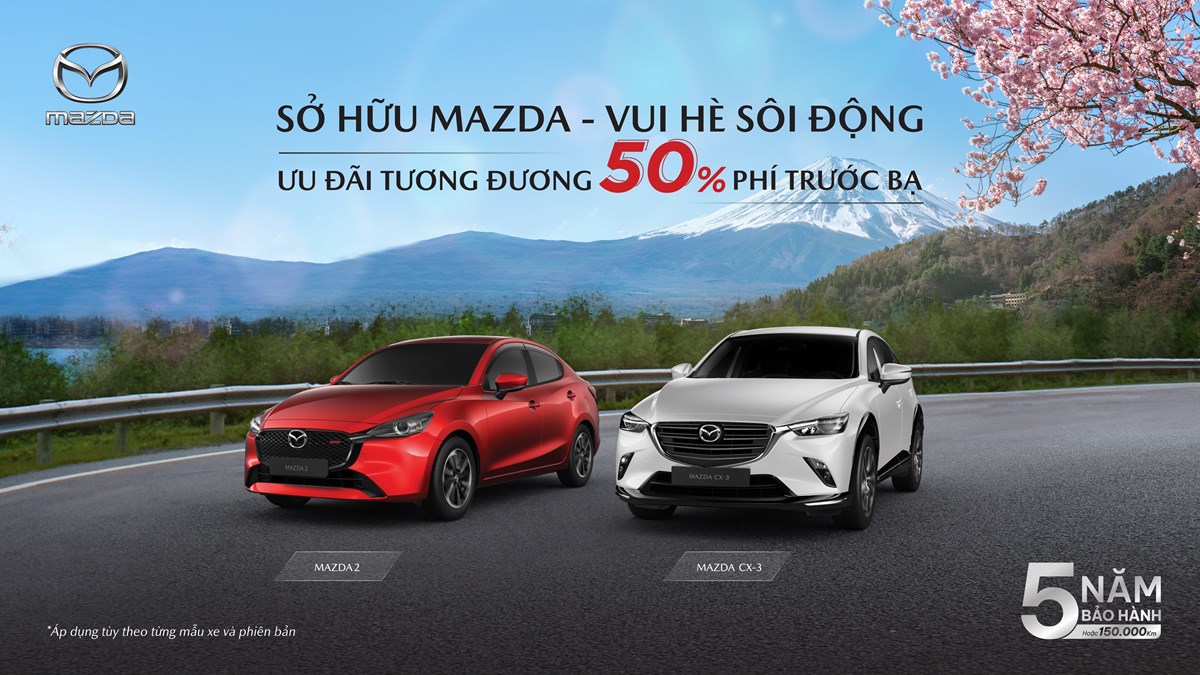 MAZDA2 VÀ MAZDA CX-3 ƯU ĐÃI GIÁ TƯƠNG ĐƯƠNG 50% PHÍ TRƯỚC BẠ