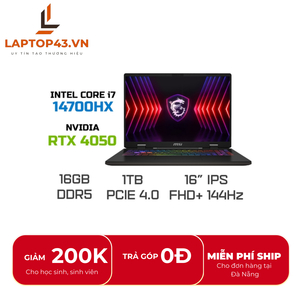 Laptop MSI Sword 16 HX 039VN core i7-14700HX/ Ram 16gb/ SSD 1TB/ RTX4050 8gb/ 16”FHD 144HZ