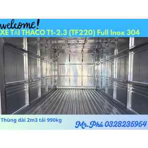 THACO TOWNER T1-2.3 THÙNG KÍN TẢI 990kg dài 2m3 FULL INOX 304 CHỞ HẢI SẢN