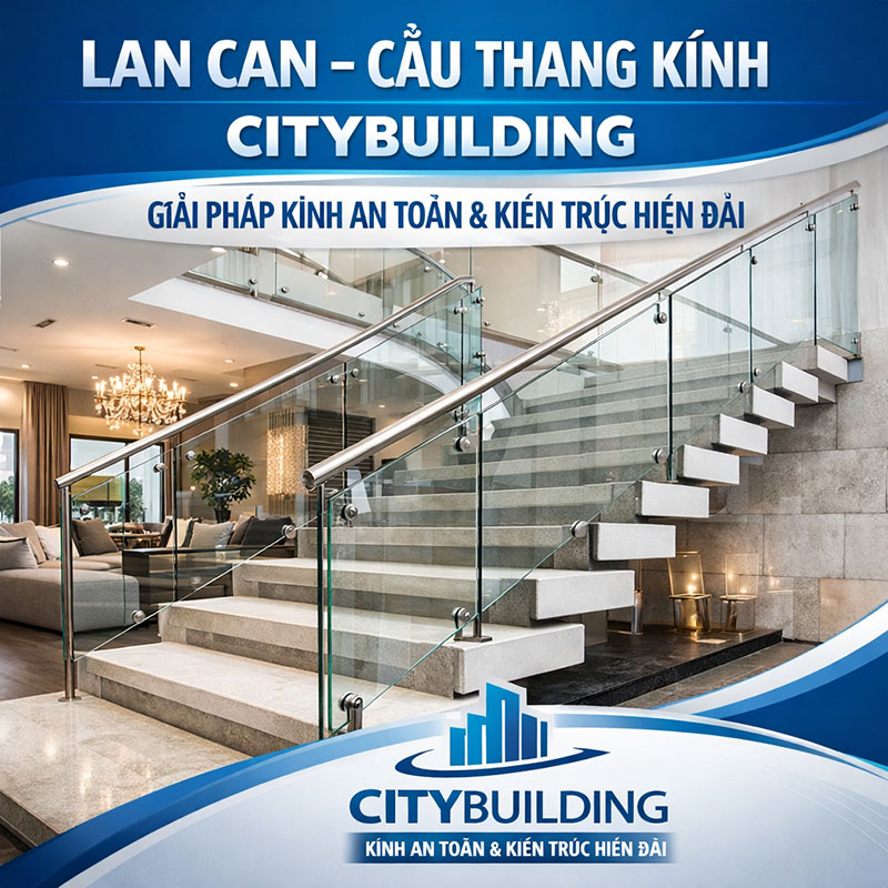1️⃣ LAN CAN – CẦU THANG KÍNH CITYBUILDING | GIẢI PHÁP KÍNH AN TOÀN & KIẾN TRÚC HIỆN ĐẠI