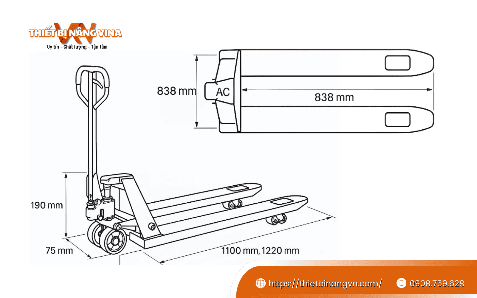 Cấu tạo Xe nâng tay càng siêu rộng Cấu tạo Xe nâng tay càng siêu rộng