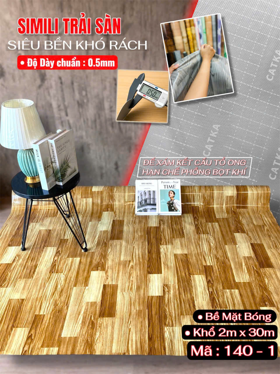 Tấm nhựa trải sàn simili SCK - Loại mỏng bóng 0.5mm