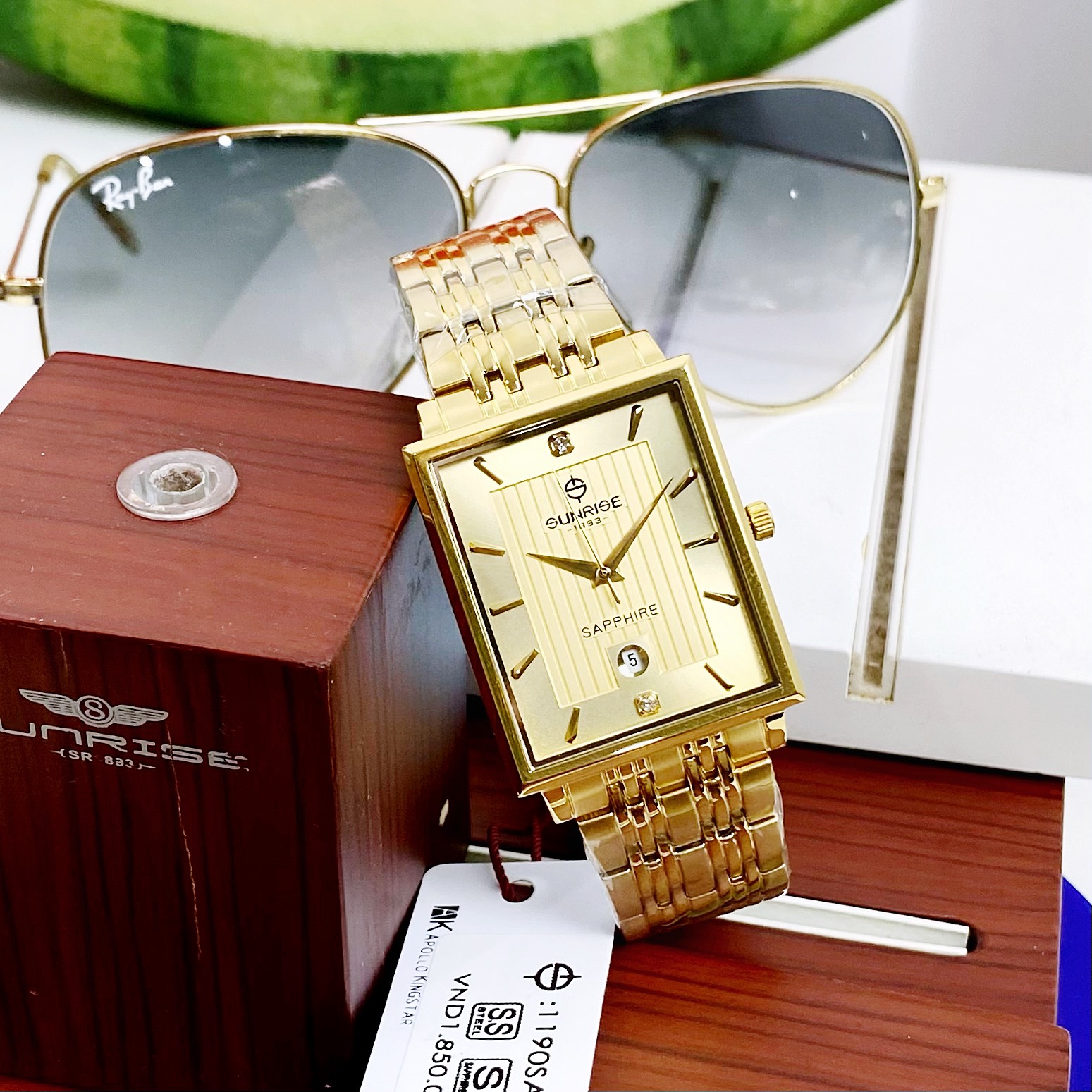 ĐỒNG HỒ NAM MẶT VUÔNG SUNRISE 1190SA