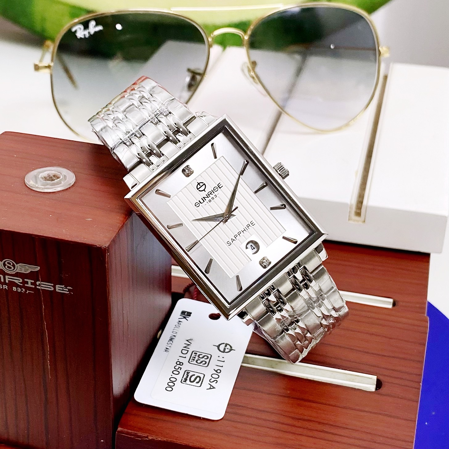 ĐỒNG HỒ NAM MẶT VUÔNG SUNRISE 1190SA