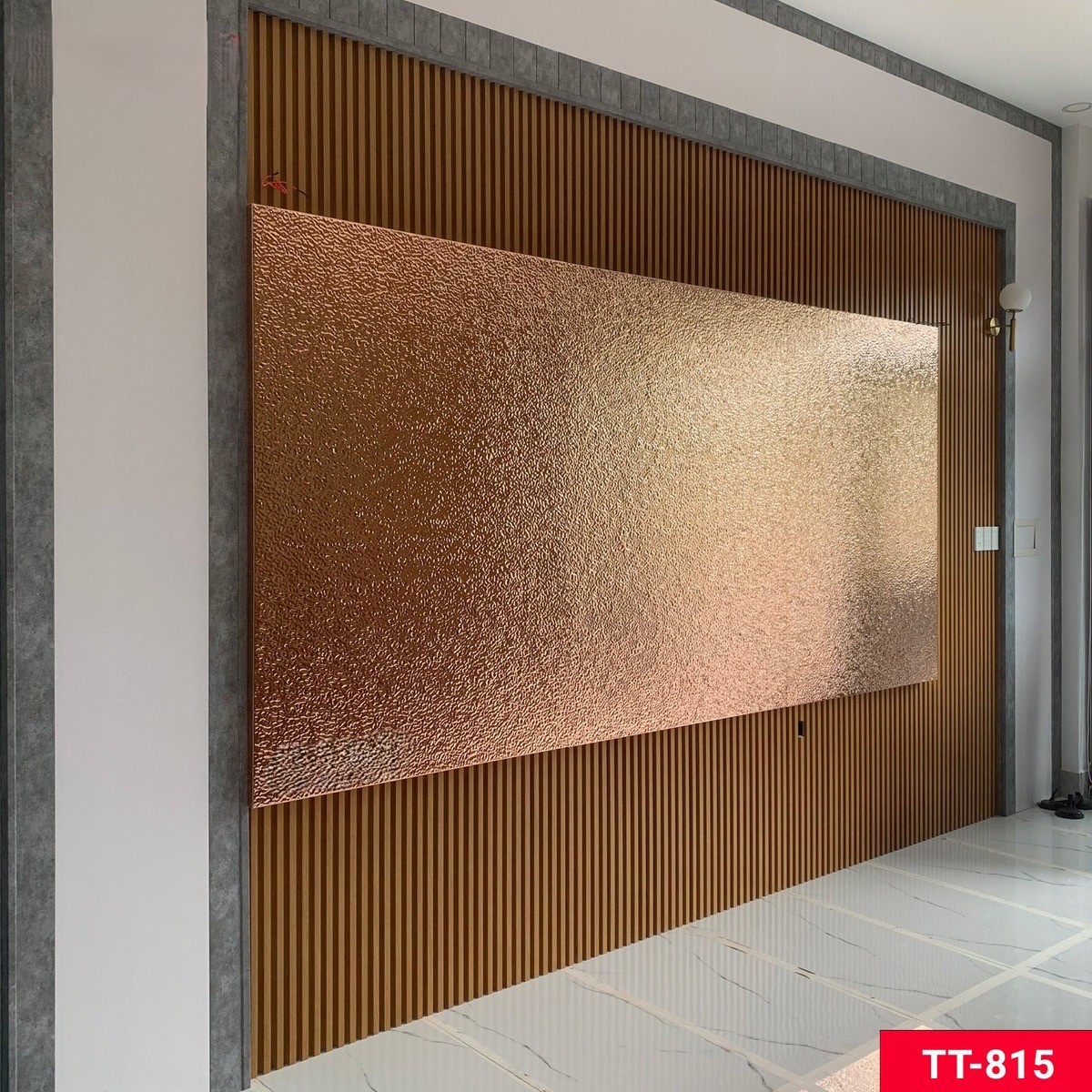 Tấm ốp sợi than tre sóng nước inox PET 8mm