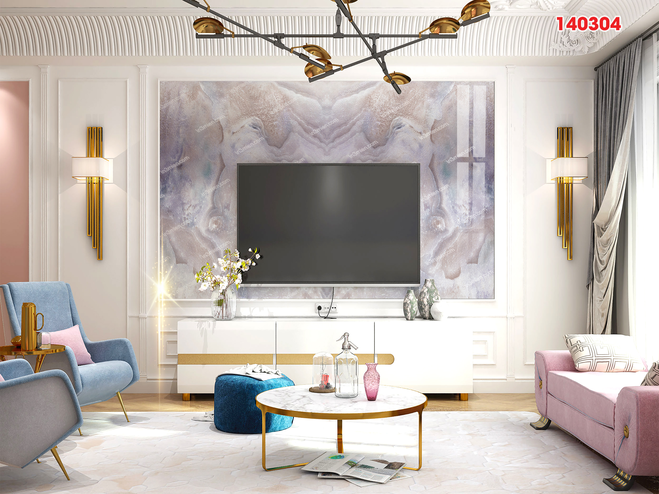 Tranh vân đá đối xứng tráng gương in trên PVC tại Hồ Chí Minh