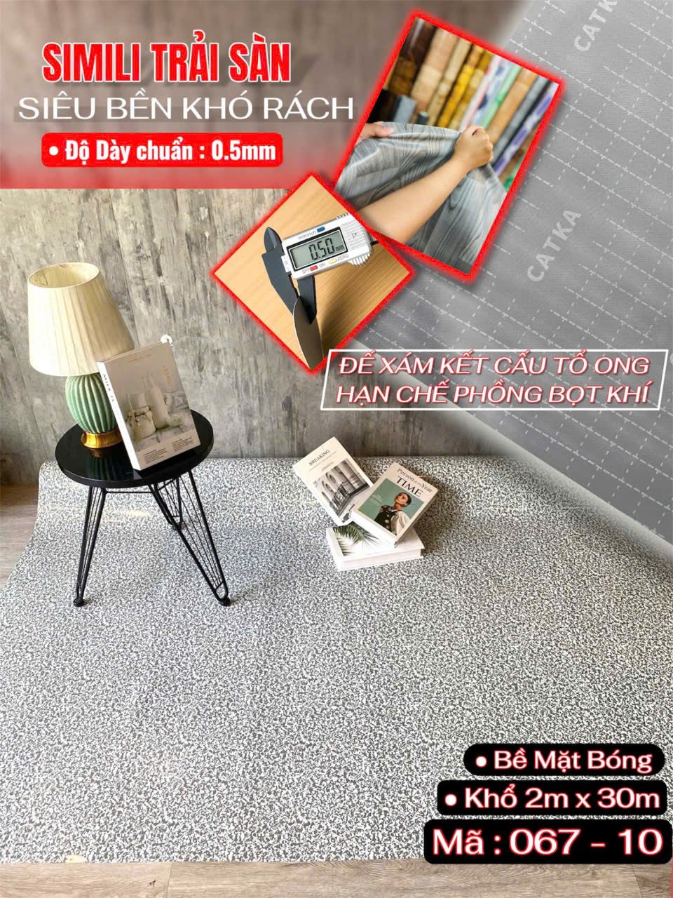 Tấm nhựa trải sàn simili SCK - Loại mỏng bóng 0.5mm