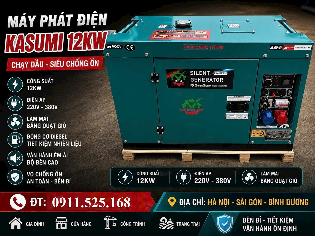 máy phát điện kasumi 12kw