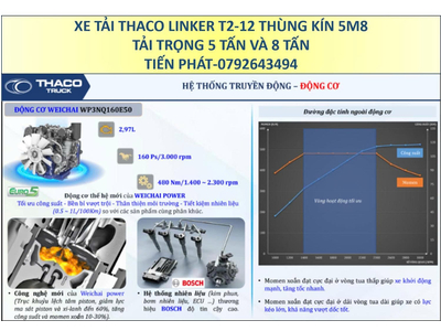 Xe Tải Thaco Linker T2-12 Thùng Kín 5m8 Tải Trọng 5 Tấn và 8 Tấn Phiên Bản Thùng Cao
