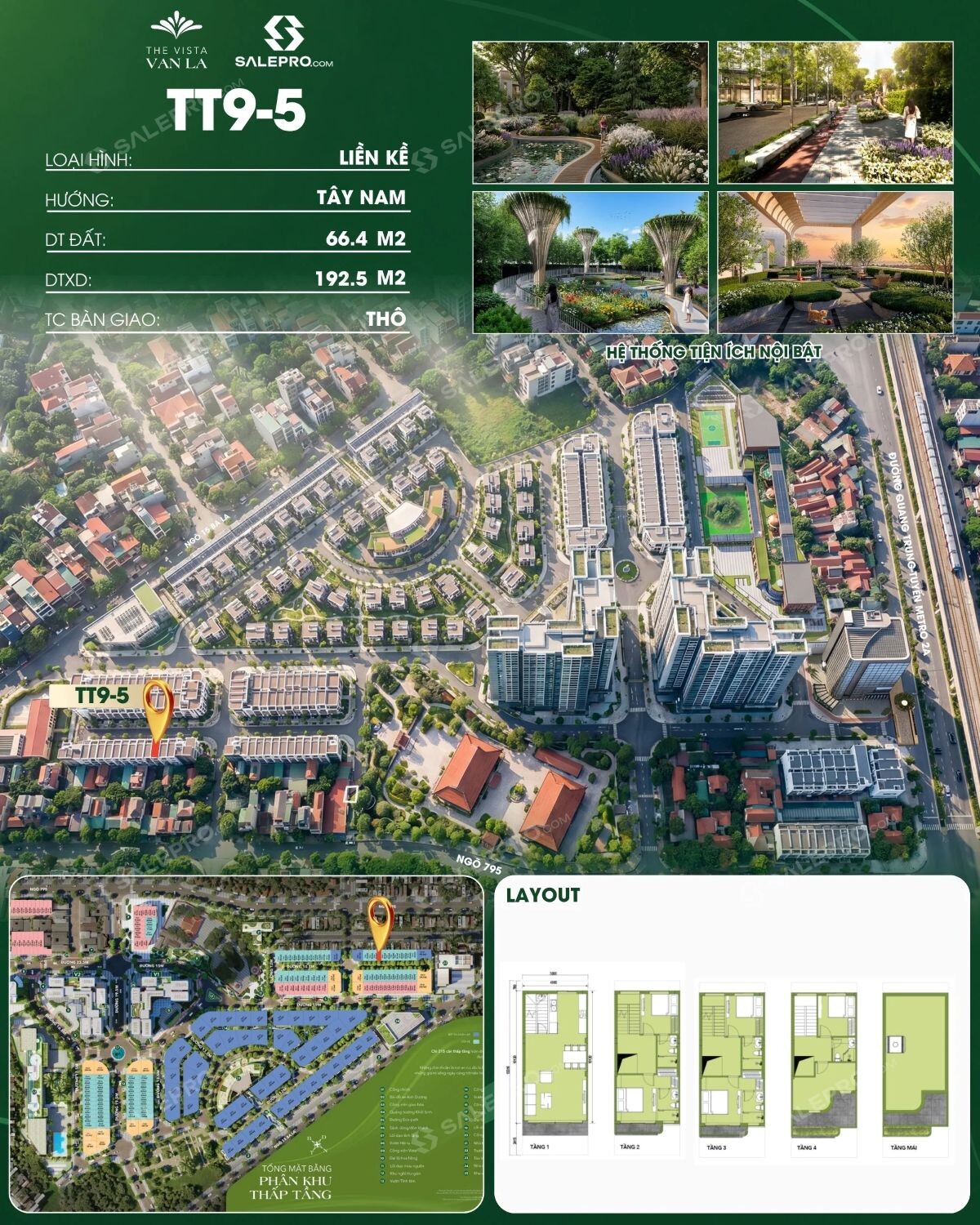 Bán Liền Kề TT9-05 The Vista Văn La Hà Đông, 66m2, Thanh toán sớm 15,65 Tỷ đồng