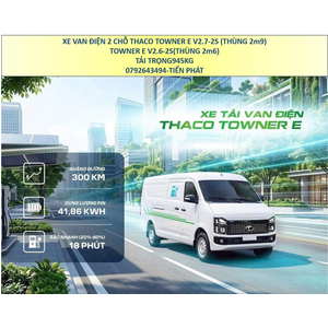 Xe Van Điện Thaco Towner E 2 Chỗ Tải 945kg Thùng 2m6 và 2m9 Mới Nhất