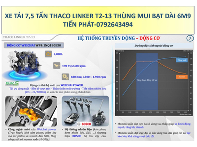 Xe Tải 7.5 Tấn THACO LINKER T2-13 Thùng Mui Bạt 6m9 Mới Nhất