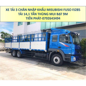 Xe Tải 3 Chân Tải 15 Tấn Mitsubishi FUSO FJ285 Thùng Mui Bạt 9 Mét Mới Nhất