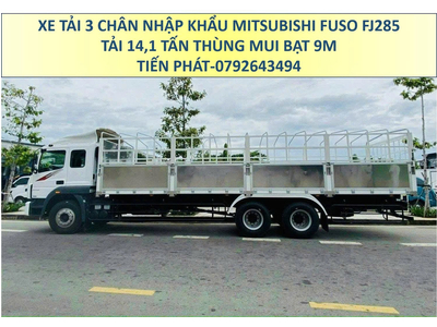 Xe tải 3 chân 15 tấn Mitsubishi Fuso FJ285 Thùng mui bạt 9 Mét Mới Nhất
