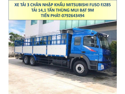 Xe tải 3 chân 15 tấn Mitsubishi Fuso FJ285 Thùng mui bạt 9 Mét Mới Nhất