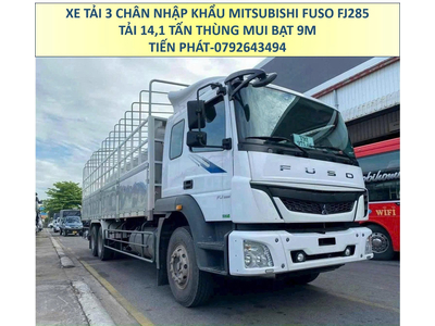 Xe tải 3 chân 15 tấn Mitsubishi Fuso FJ285 Thùng mui bạt 9 Mét Mới Nhất