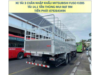 Xe tải 3 chân 15 tấn Mitsubishi Fuso FJ285 Thùng mui bạt 9 Mét Mới Nhất