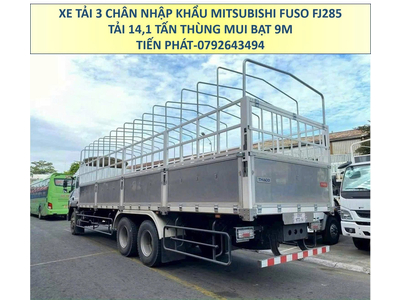 Xe tải 3 chân 15 tấn Mitsubishi Fuso FJ285 Thùng mui bạt 9 Mét Mới Nhất