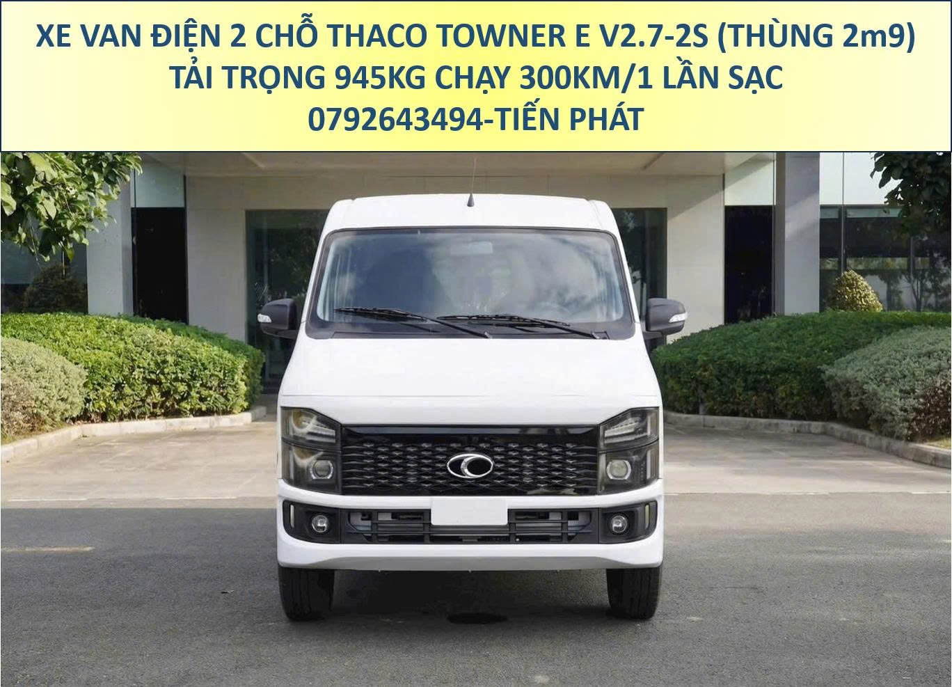 Xe Van Điện Thaco Towner E V2.7 Tải 945Kg Thùng 2m9 Chạy 300Km/1 Lần Sạc Mới Nhất