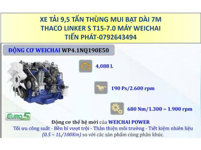 Xe Tải 9 Tấn 9,5 Tấn Thùng Mui Bạt 7m Thaco Linker S T15-7.0 Mới Nhất