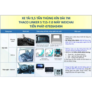 Xe Tải 9,5 Tấn Thùng Kín 7m Thaco Linker S T15-7.0 Mới Nhất