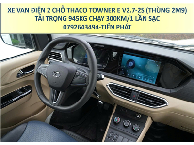 Xe Van Điện Thaco Towner E V2.7 Tải 945Kg Thùng 2m9 Chạy 300Km/1 Lần Sạc Mới Nhất