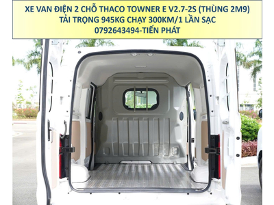 Xe Van Điện Thaco Towner E V2.7 Tải 945Kg Thùng 2m9 Chạy 300Km/1 Lần Sạc Mới Nhất