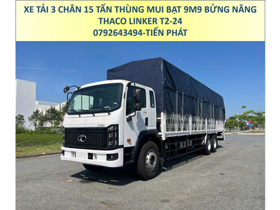 Xe Tải 3 Chân 15 Tấn Thùng Mui Bạt 9m9 Bửng Nâng Thaco Linker T2-24
