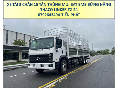 Xe Tải 3 Chân 15 Tấn Thùng Mui Bạt 9m9 Bửng Nâng Thaco Linker T2-24
