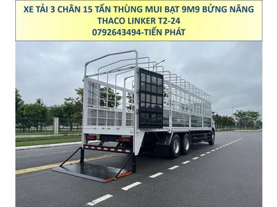 Xe Tải 3 Chân 15 Tấn Thùng Mui Bạt 9m9 Bửng Nâng Thaco Linker T2-24