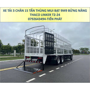Xe Tải 3 Chân 15 Tấn Thùng Mui Bạt 9m9 Bửng Nâng Thaco Linker T2-24
