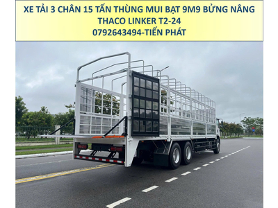 Xe Tải 3 Chân 15 Tấn Thùng Mui Bạt 9m9 Bửng Nâng Thaco Linker T2-24