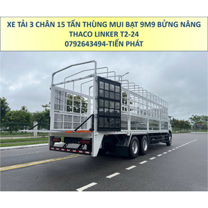 Xe Tải 3 Chân 15 Tấn Thùng Mui Bạt 9m9 Bửng Nâng Thaco Linker T2-24