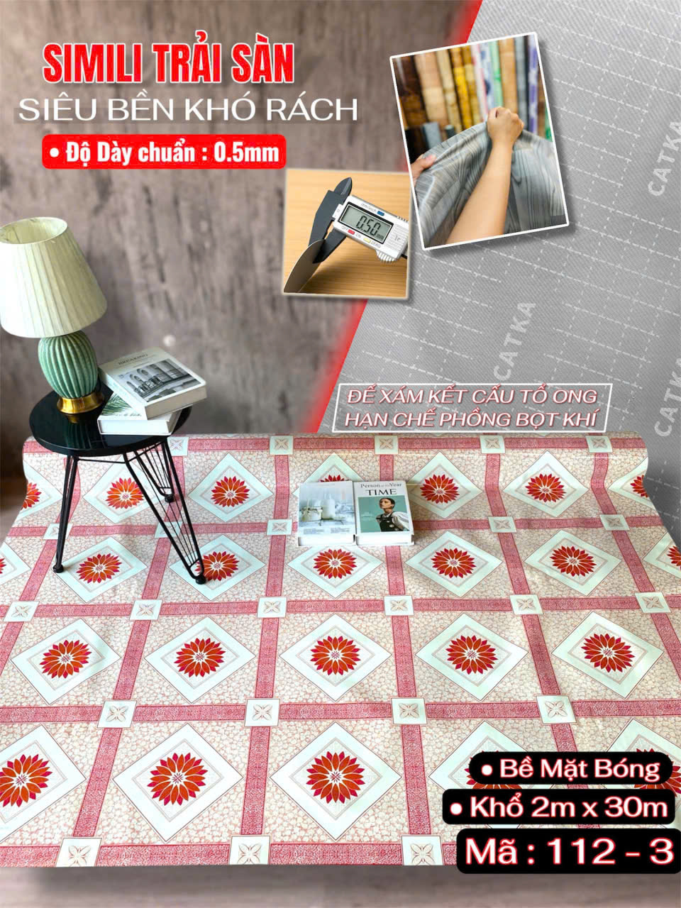 Tấm nhựa trải sàn simili SCK - Loại mỏng bóng 0.5mm