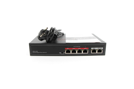 SECUPOE 4-Port Fast Ethernet PoE Switch Support 10/100M with 2-Port FE Network Uplink 802.3af/at Bui