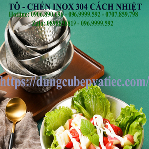 Tô Chén Inox 304 Cách Nhiệt Họa Tiết Búa Đập