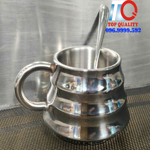 Ly Cà Phê 2 Lớp Cách Nhiệt 110ml Có Đĩa Lót Inox 304