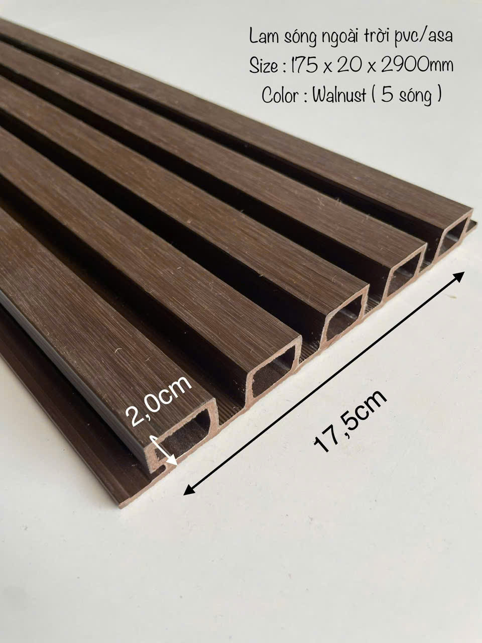 Tấm ốp phủ ASA 5 sóng gỗ nhựa SW-W175H20