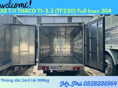 THACO TOWNER T1-2.3 THÙNG KÍN TẢI 990kg dài 2m3 FULL INOX 304 CHỞ HẢI SẢN