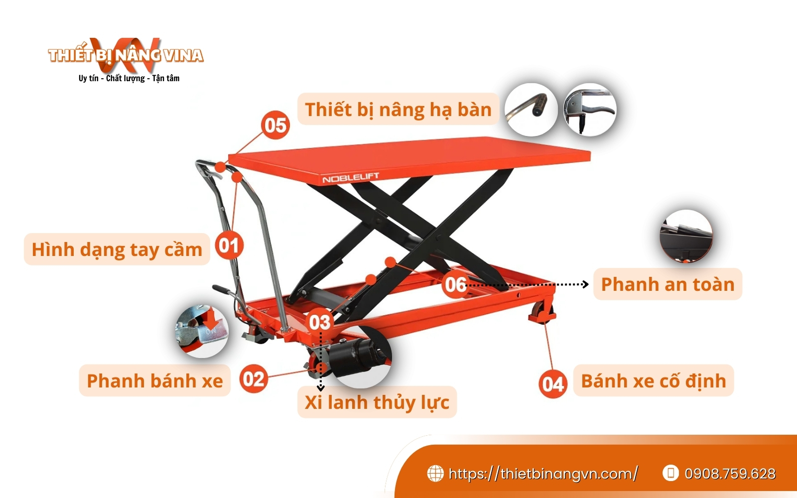Cấu tạo xe nâng mặt bàn 500 Kg Cấu tạo xe nâng mặt bàn 500 Kg