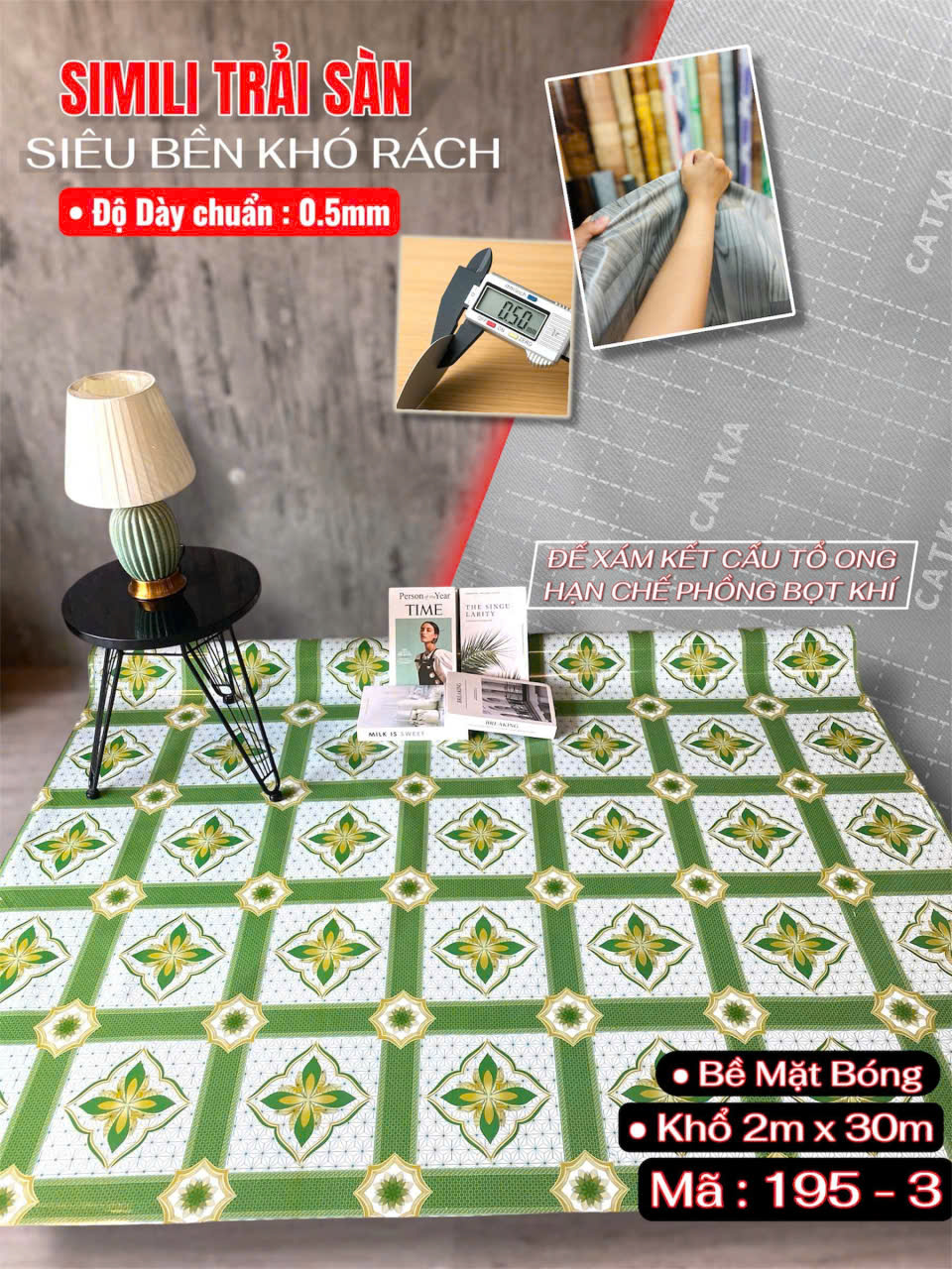 Tấm nhựa trải sàn simili SCK - Loại mỏng bóng 0.5mm