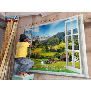 Thi Công gạch 3D Cửa Sổ Giao Khách Long An