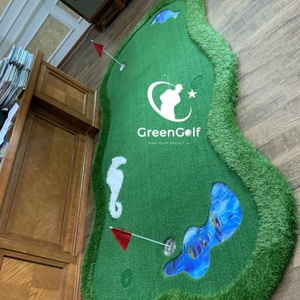 Thảm Tập Putt Golf Cao Cấp Đặc Biệt kích thước 1.5mx3m, tạo hình hồ nước, bụi cỏ, cát trắng_ Thảm tập golf 3d cao cấp