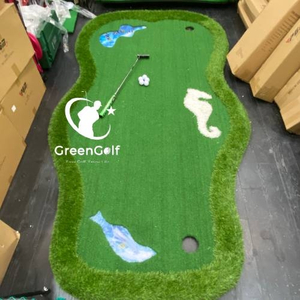 Thảm Tập Putt Golf Cao Cấp Đặc Biệt kích thước 1.5mx3m, tạo hình hồ nước, bụi cỏ, cát trắng_ Thảm tập golf 3d cao cấp