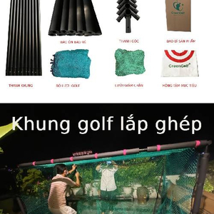 Combo Khung Tập Golf KT 3X3X3m + Thảm Tập Golf 1.5x1.5 + Thảm putting golf 1.5x3m + Khay Nhựa Đựng Bóng + 25 Bóng Mới + Cỏ Trải Sàn